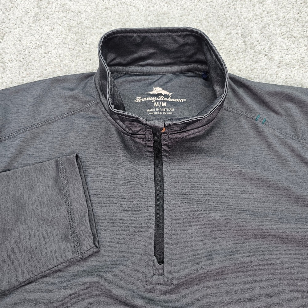 Tommy‎ Bahama Mens Gray Quarter Zip Long Sleeve Pullover Shirt Medium EUC